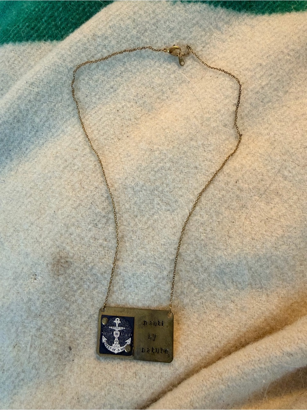 Vintage-Inspired Gold Tone Anchor Pendant Necklace - 'Made by Nature'